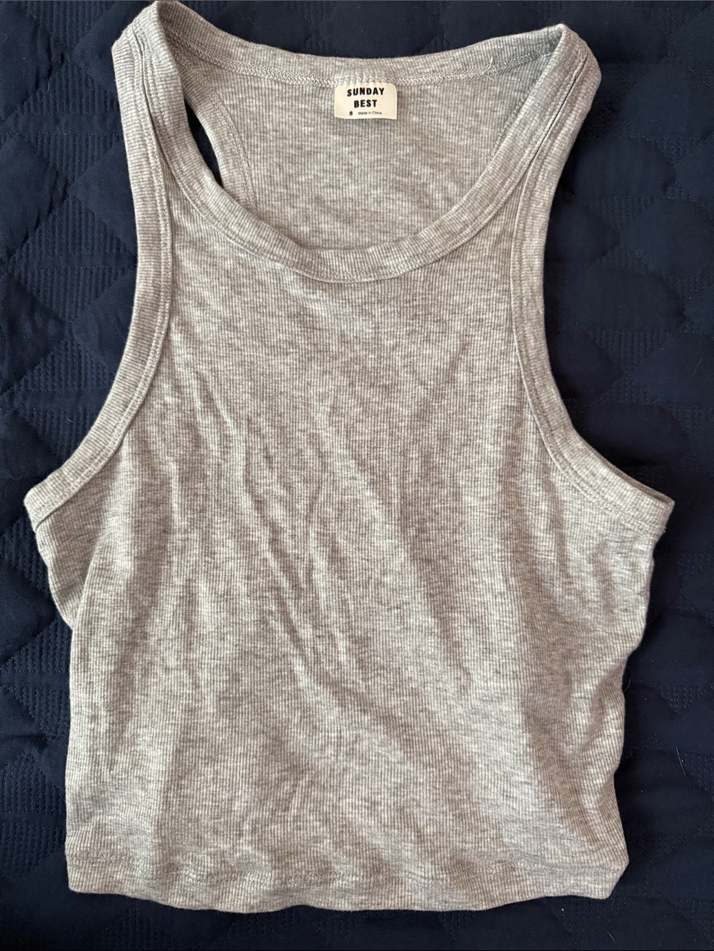 Sunday Best Light Gray Ribbed Cropped Tank
